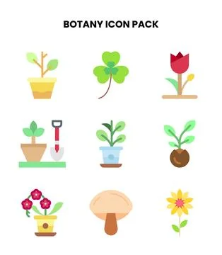 Botany Flat Design Icons Pack Stock Illustration