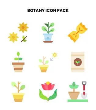 Botany Flat Vector Icons Pack 스톡 일러스트