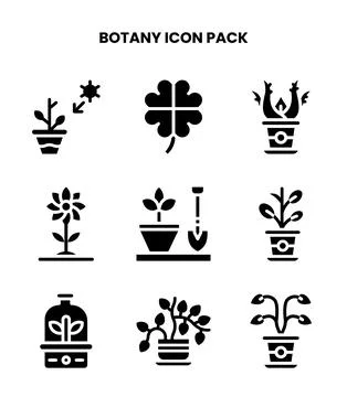 Botany Glyph Icons Pack 스톡 일러스트