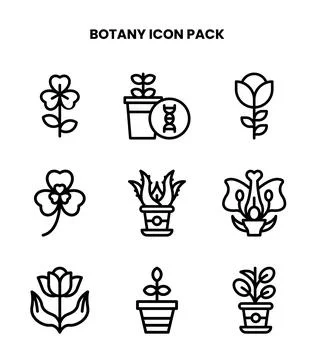 Botany Line Collection Icons Pack Stock Illustration