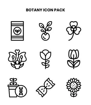 Botany Line Collection Icons Pack Illustrazione stock