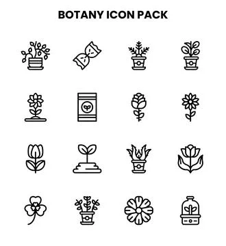 Botany Line Design Icons Pack Stock Illustration
