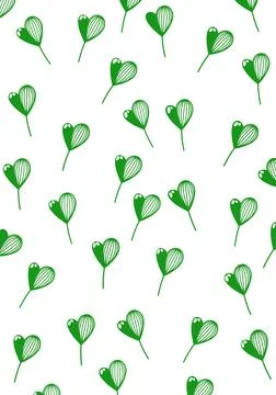 Botany pattern leaves flowers background, green color Stock Illustration