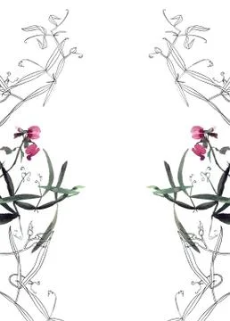 Botany postcard template Stock Illustration