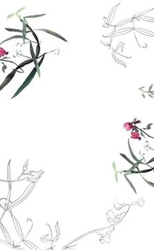 Botany postcard template Stock Illustration