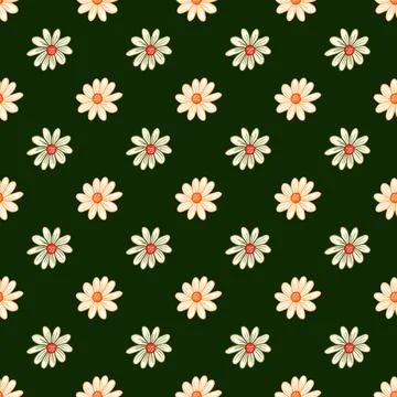 Botany seamless pattern with decorative daisy flowers ornament. Stock Illustration