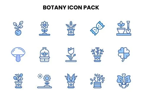 Botany Two Colour Scalable Icons Pack Illustrazione stock