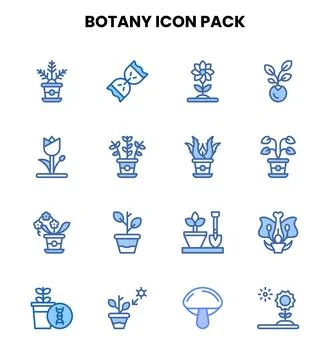Botany Two Colour UI Icons Pack Stock Illustration
