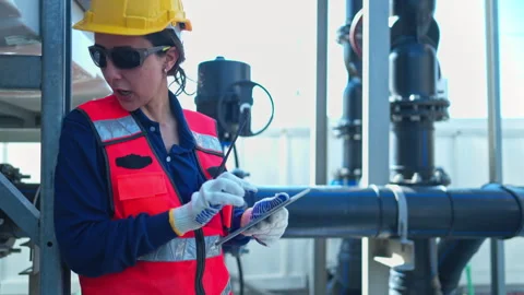 Both of engineers inspecting industrial pipeline and valve systems Stock-Footage 339645510