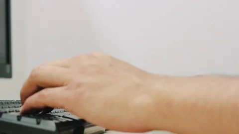 Both hands are working only with the keyboard in the office Stock Footage 95662769