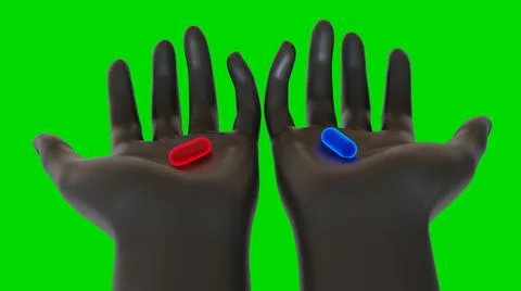 Both hands giving Red and Blue capsules Illustrazione stock