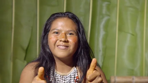 Both hands saying ok to the camera like something good happened or trying to Stock Footage 113181818