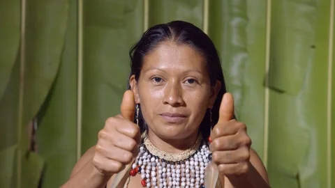 Both hands saying ok to the camera like something good happened or trying to Video stock 113183938