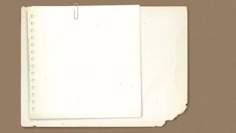 Both of old paper with stains effect overlap and attached by paper clip hav.. Stock Illustration