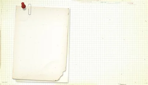 Both of old papers with stains effect attached by paper clip and stick by p.. Stock Illustration