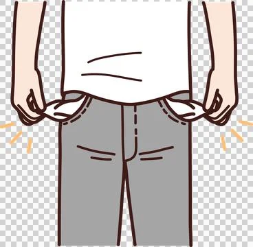 Both pants pockets are empty, illustrator design and isolated background. Stock Illustration