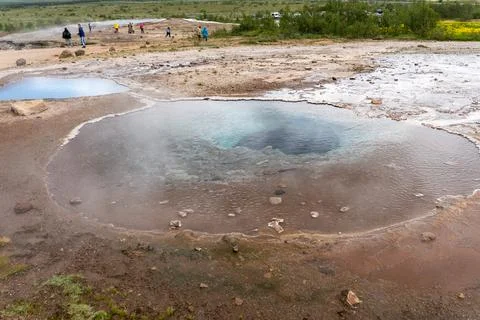 Both pools of Blesi Hot Spring in Haukadalur Valley, Iceland Stock Photos