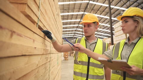 Both of workers work in a woodworking factory, Stock Footage 253883900