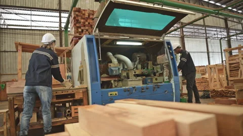Both workers work in a woodworking factory, Stock Footage 253889446