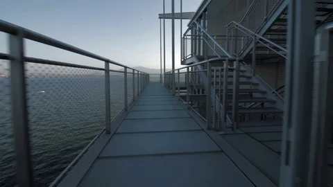 Botin Centre in Santander, Spain designed by Renzo Piano travelling Stock Footage 96134608