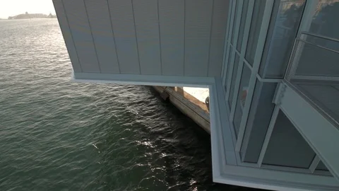 Botin Centre in Santander, Spain designed by Renzo Piano, partial view Stock Footage 96145463