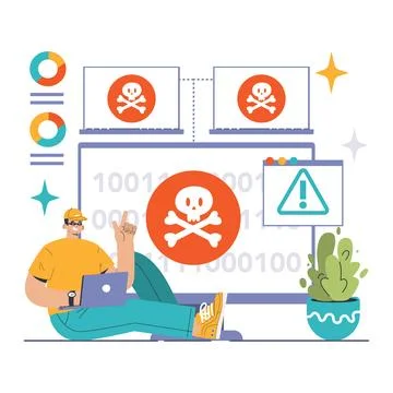 Botnet attack illustration. Flat vector illustration 스톡 일러스트