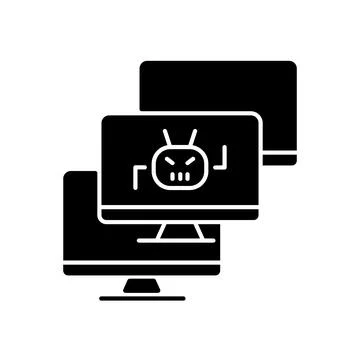 Botnet black glyph icon Stock Illustration