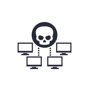Botnet icon, malware in computer network or bot attack Illustrazione stock