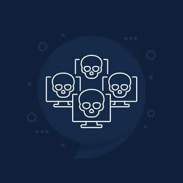 Botnet icon, network with bots line vector Stock Illustration