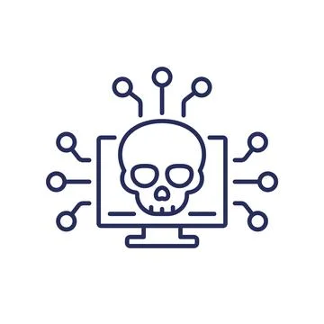 Botnet line icon, malware in computer Stock Illustration
