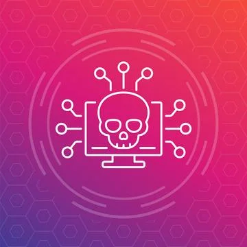 Botnet line icon, malware in computer vector イラスト素材