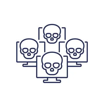 Botnet line icon, network with bots Stock Illustration