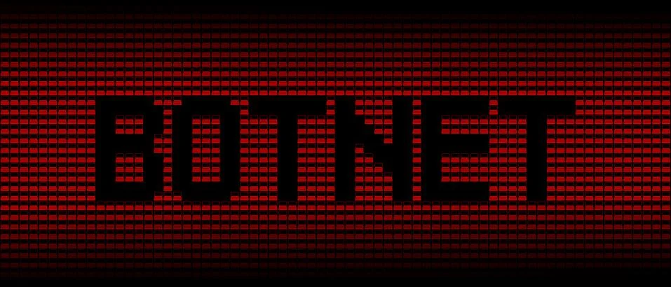 Botnet text on red laptops background illustration 스톡 일러스트