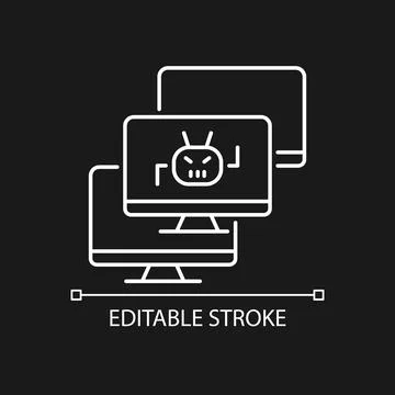 Botnet white linear icon for dark theme Stock Illustration