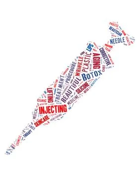Botox injection, word cloud concept Stock Illustration