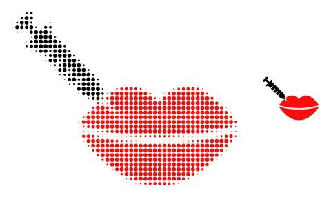 Botox Lips Injection Halftone Dotted Icon 스톡 일러스트