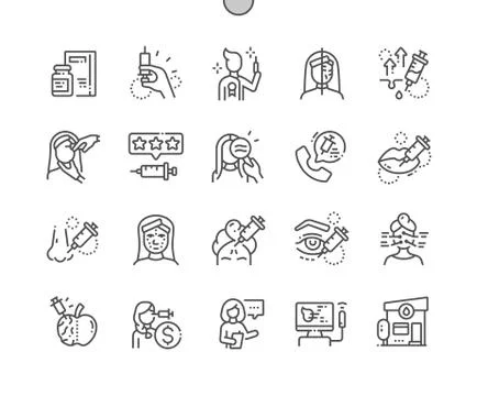 Botox Well-crafted Pixel Perfect Vector Thin Line Icons Ilustração Stock