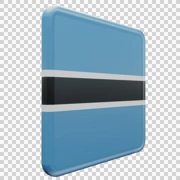 Botswana 3d illustration flag on pole. Wood flagpole Stock Illustration