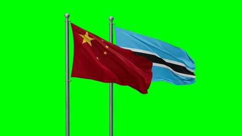 Botswana and China two flags Stock Footage 289638099
