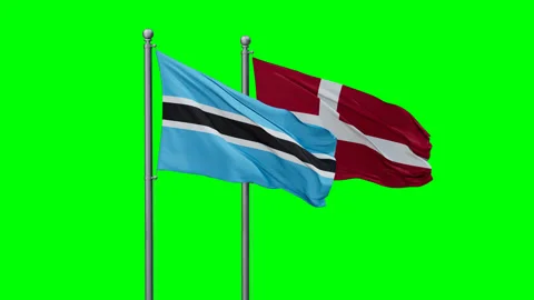 Botswana and Denmark flags Video stock 294250747