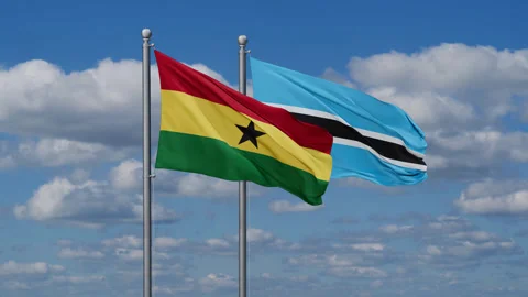 Botswana and Ghana two flags Stock Footage 284023297
