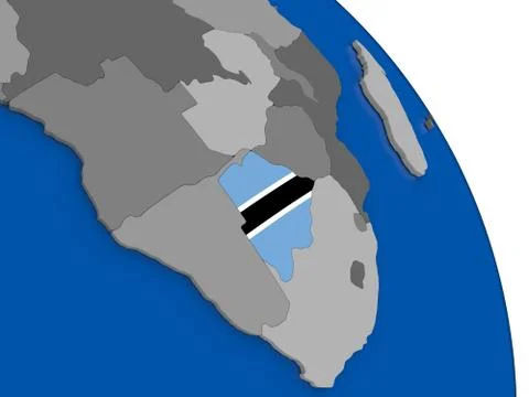 Botswana and its flag on globe Stock Illustration