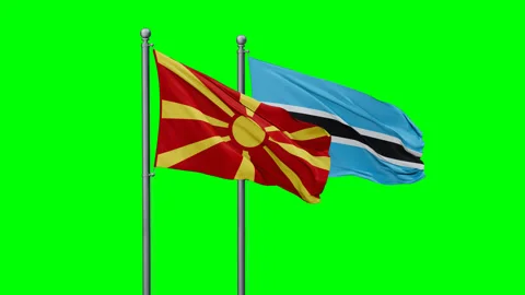 Botswana and Macedonia two flags Stock Footage 295071344