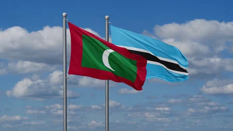 Botswana and Maldives two flags Stock Footage 288137893