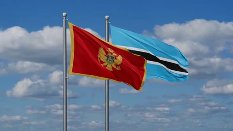 Botswana and Montenegro two flags Video stock 288147083