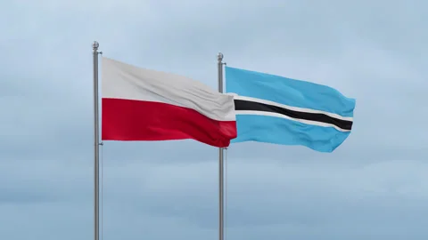 Botswana and Poland flags Stock Footage 252429918