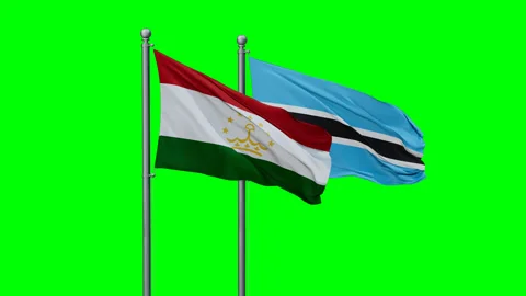 Botswana and Tajikistan two flags Stock Footage 295109927