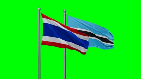 Botswana and Thailand two flags Stock Footage 289663044
