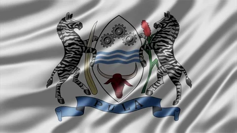 Botswana coat of arms rendered as a waving flag motion clip Stockbeeldmateriaal 343567738