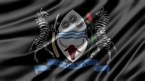 Botswana coat of arms waving gracefully on silky fabric background Stock Footage 343567736